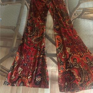 Free People Red Paisley Flare Pants
